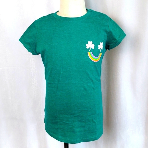 Cat & Jack St. Patrick's Day shirt shamrock rainbow T shirt - green - M (7/8) - Picture 1 of 5
